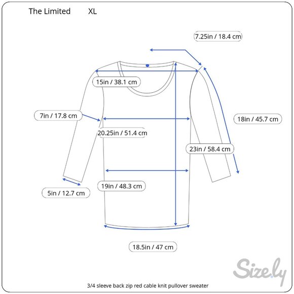 The Limited 3/4 Sleeve Back Zip Red Cable Knit Stretch Pullover Sweater XL - Picture 10 of 10